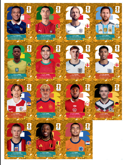 Figurinhas Legends douradas da Copa 2026